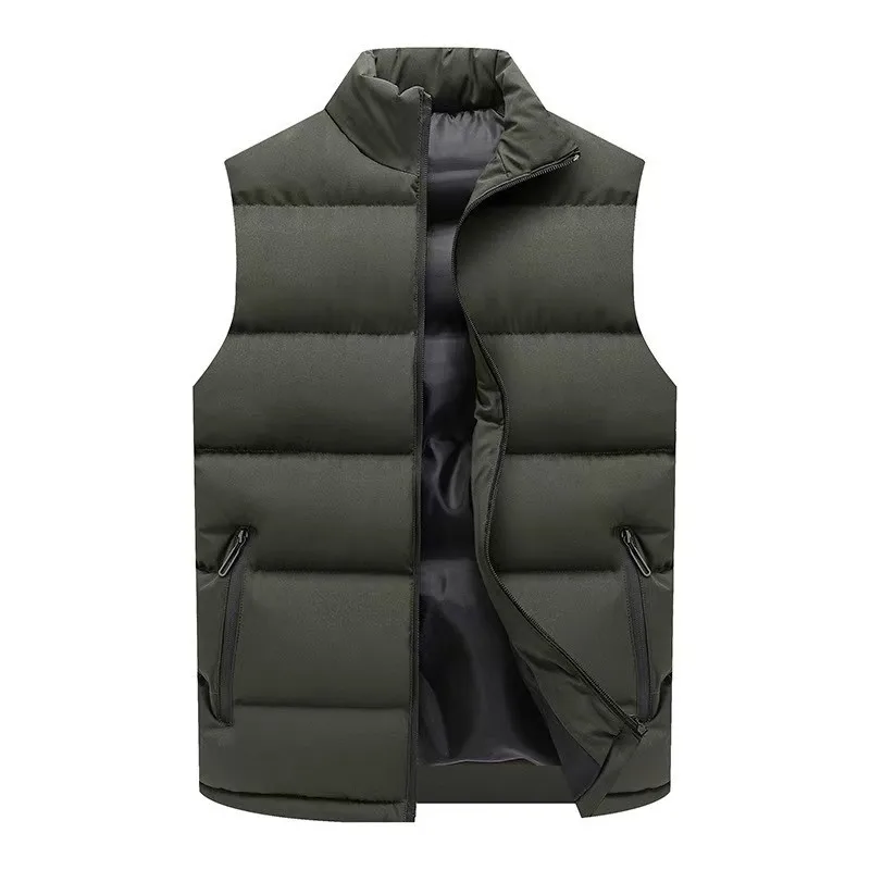 

New Men Sleeveless Stand Collar Thick Warm Cotton Vest Winter Fashion Waistcoat