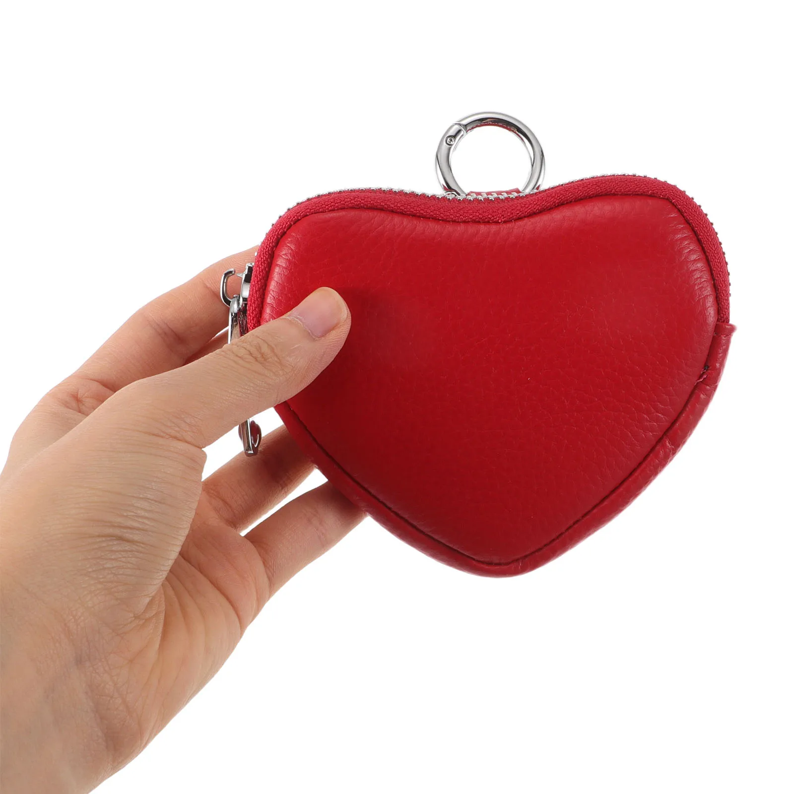 

Small Heart Shaped Coin Purse for Women Red Mini Wallet Keychain Pouch Compact Change Purse for Shopping Traveling