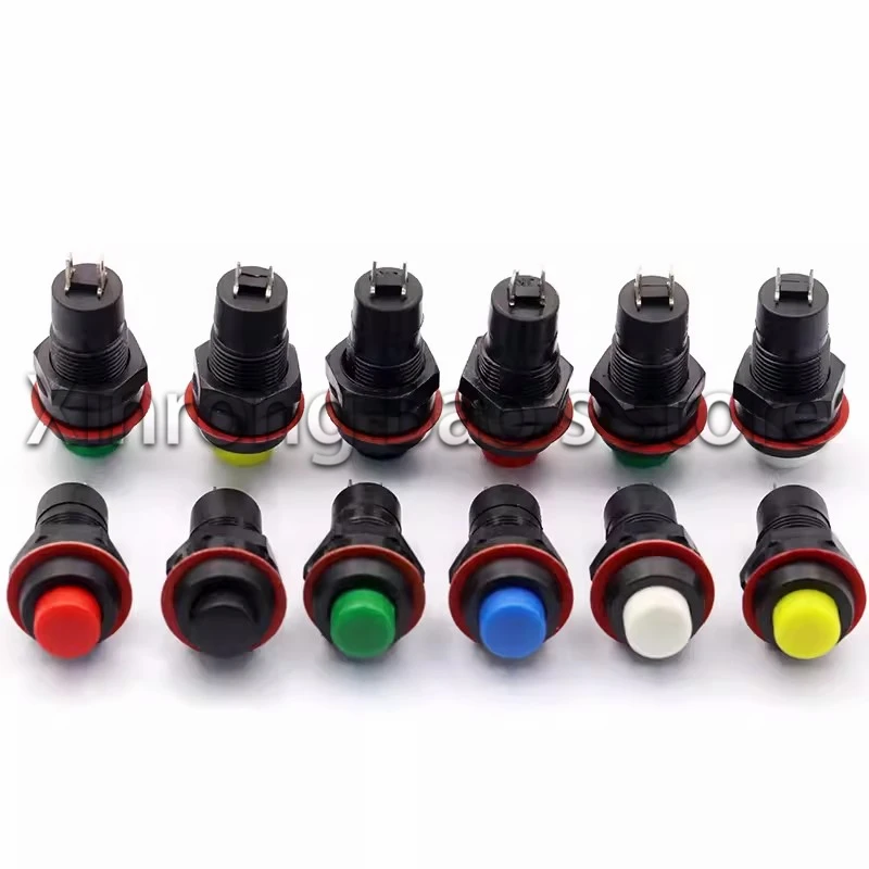 6pcs DS-211 DS-213 Push Button Switch 10mm Momentary / Self Locking Round Button Switch DS211 DS213 miniature