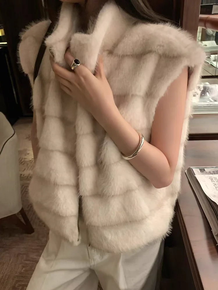 

Укороченный жилет из искусственного меха, женский винтажный уличный жилет без рукавов, куртка на молнии, осень-зима, универсальные пальто Y2K в стиле Харадзюку, новинка