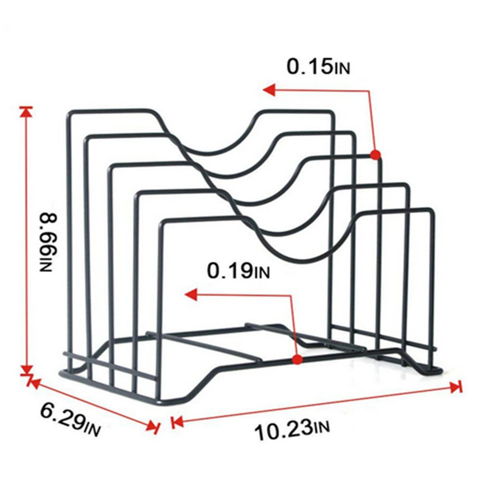 Metal Pot Pan Lid Holder Rack with 4 Sectional Cutting Board Rack Holder for Pantry Dishes Cutting Boards Condos Campers