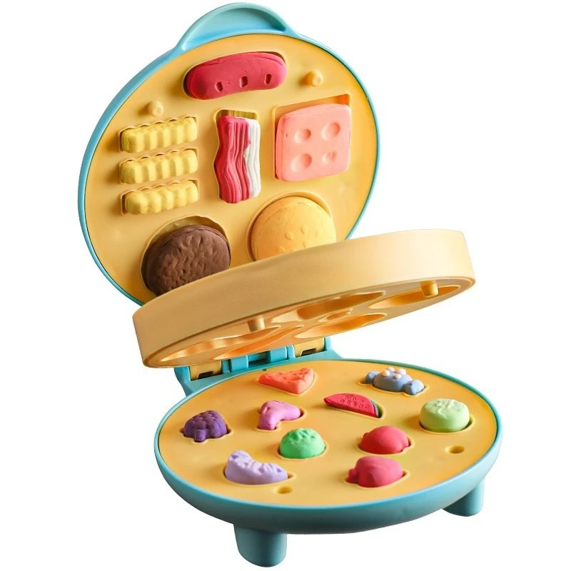 Zestaw zabawek z kolorowej plasteliny dla dzieci - maszyna do hamburgerów, maszyna do makaronu i foremki do plasteliny, idealny do kreatywnego rękodzieła