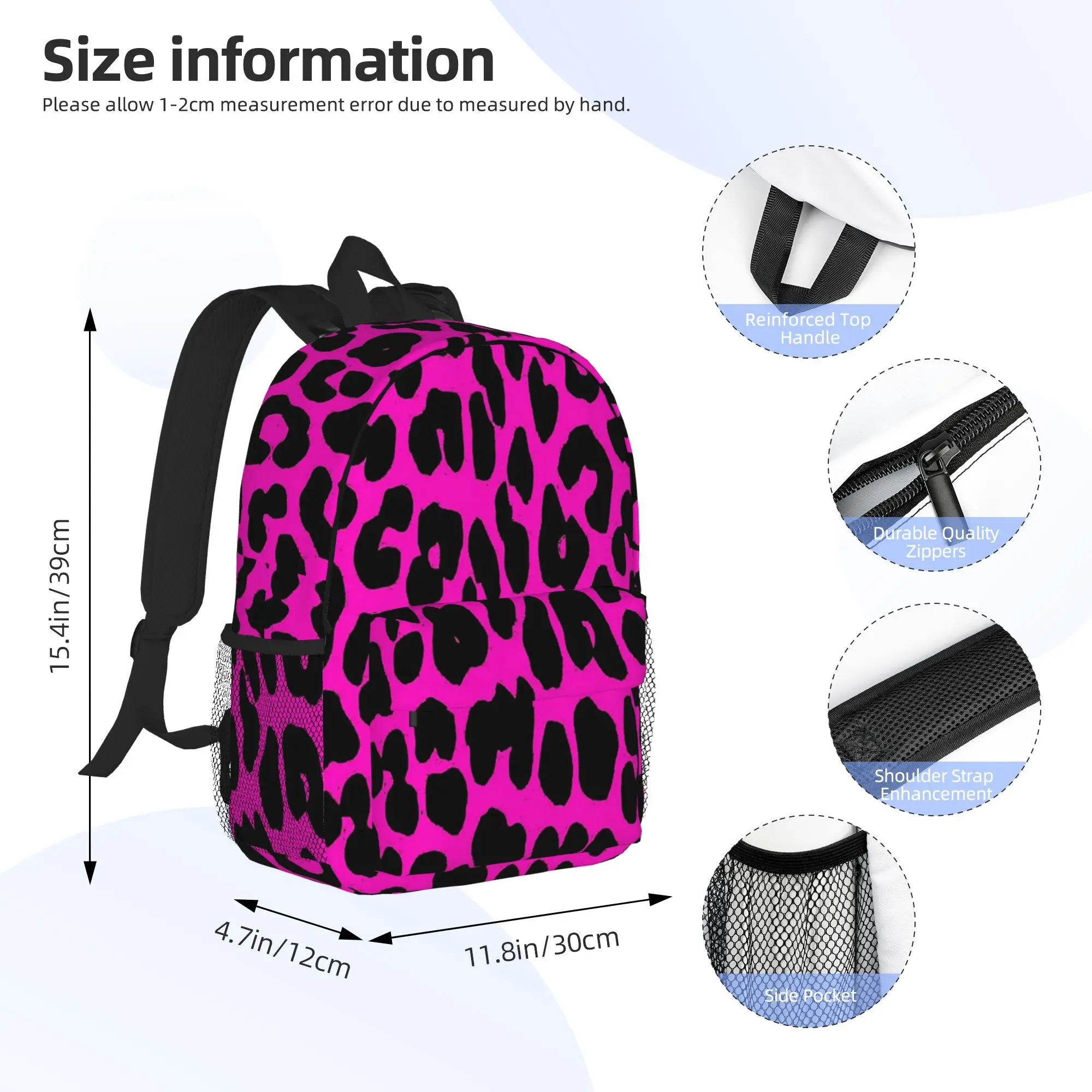 Leopard Pattern (pink) Backpack Hot Sale Daypack Large Capacity Boys Girls BookBag Shoulder Bags for Men Women School Bag