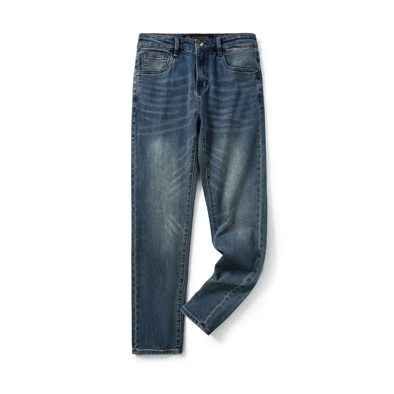 

Store King Pants! Super Cool Small Eyes! Autumn Winter High End Men's Elastic Casual Versatile Slim Straight Jeans Long Pants