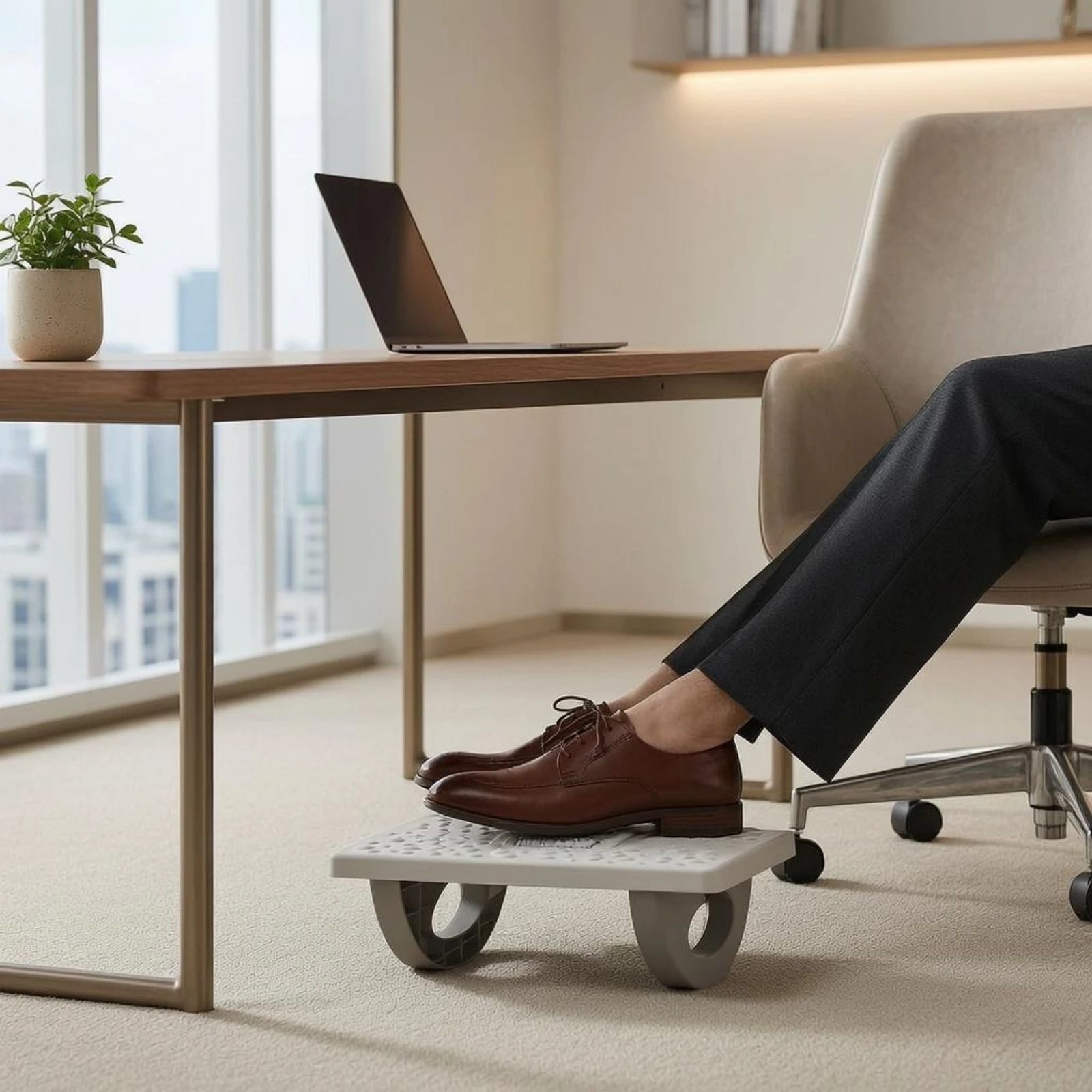 Thickened Molded Footstool Anti-slip Textured Top Rocking Stool Base for Daily Desk or Chair Use