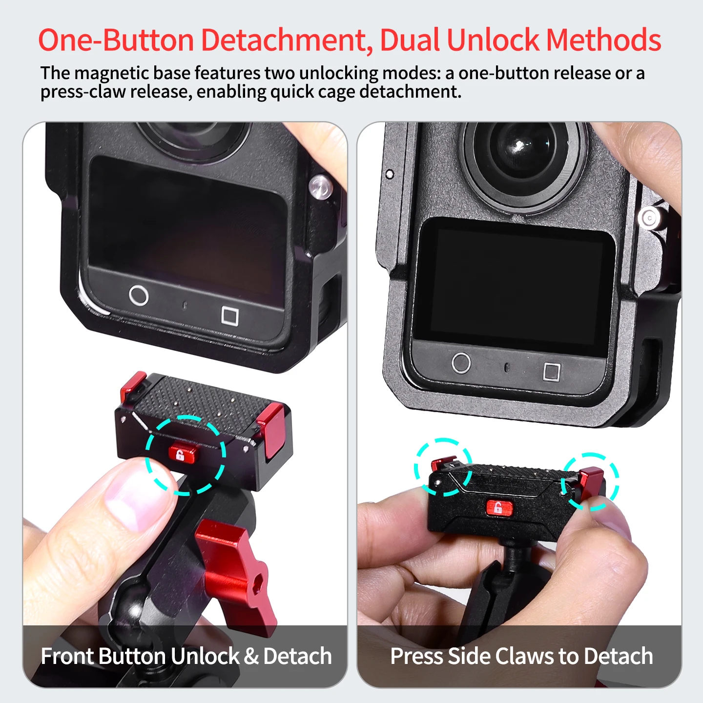 Bgning für DJI Osmo 360 Magnetischer Kamerarahmen für Horizontale & Vertikale Fotografie Schnellverschluss Aufladbare Erweiterung Stativhalterung – Detail 4