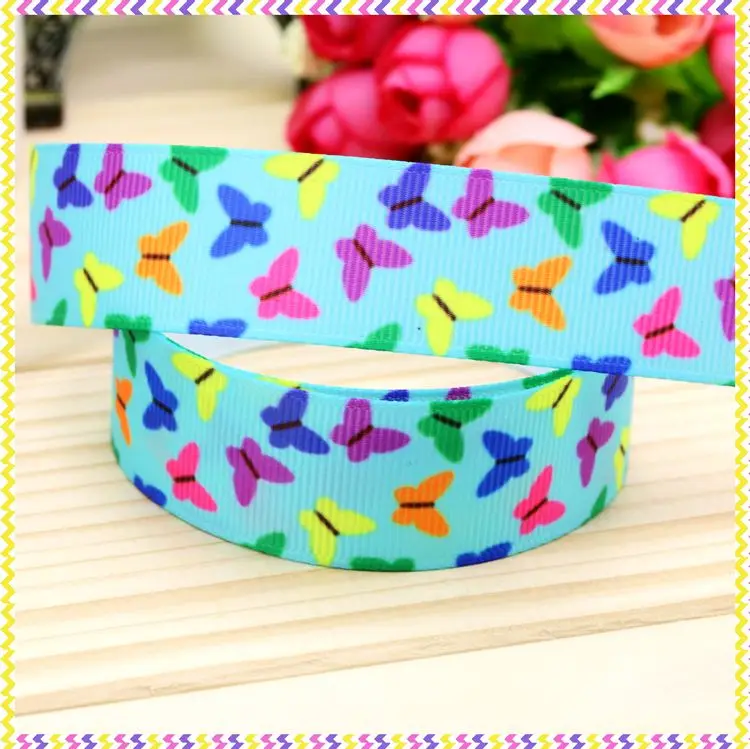 DHK 7/8'' 5yards Bee Camouflage Butterfly Flower Printed Grosgrain Ribbon Accessories Material Decoration DIY Sewing Craft C2654