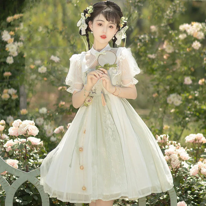 Original design jsk Han element fresh girl dress Everyday Chinese style lolita sweet dress