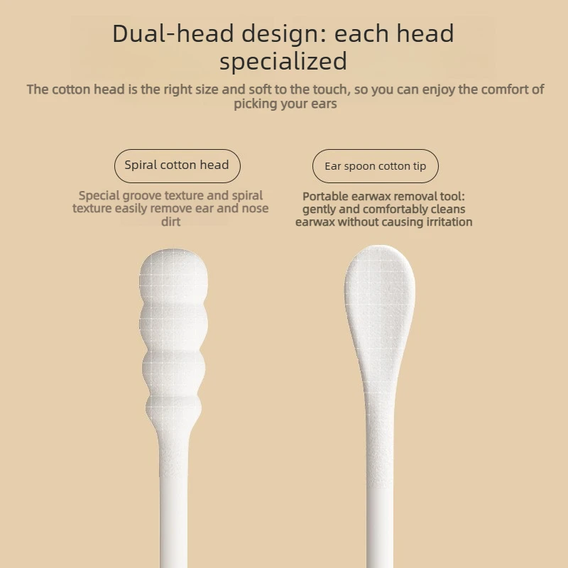 Disposable Double-Ended Cotton Swabs for Home Use - Non-Shedding Flexible Boxed Ear Cleaning Eco-Friendly Multi-Purpose