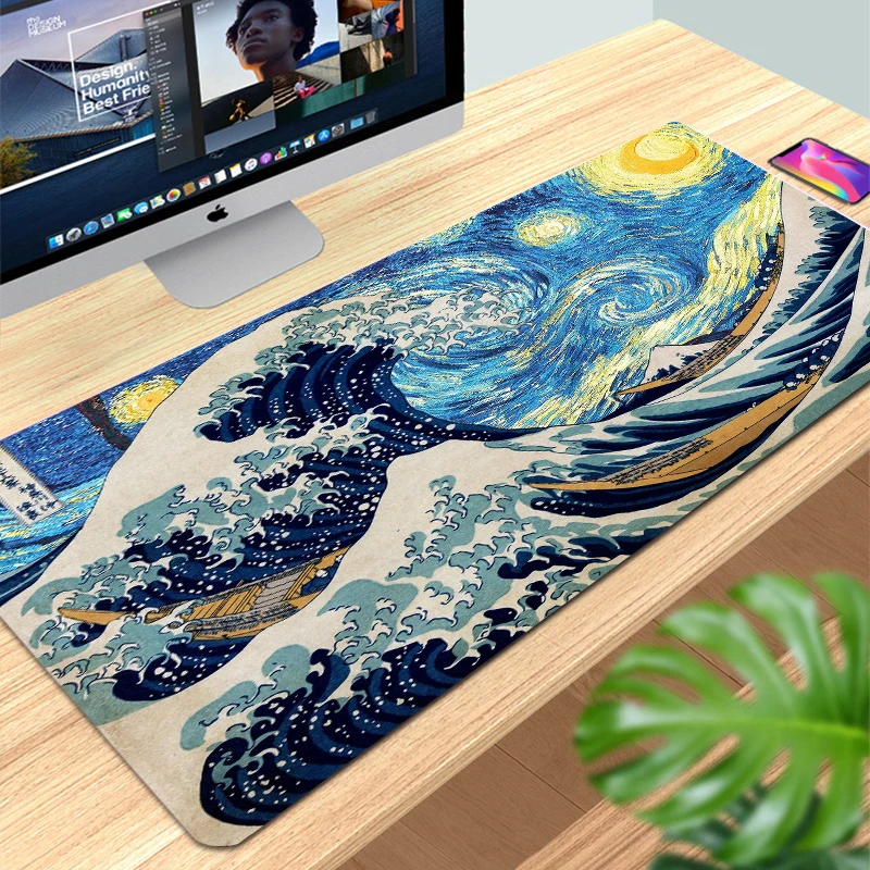 Large Mouse Pad The Great Wave Of Kanagawa Gaming Mousepad  Keyboard Mouse Mats Computer Anti-Slip Rubber Table Desk Mat Carpet