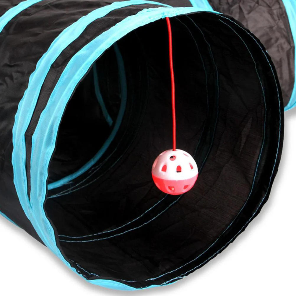 

1Pcs Foldable 5 Way Pet Tunnel Tear Resistant Polyester Cat Guinea Playing Channel with Crinkle Paper Hanging Balls
