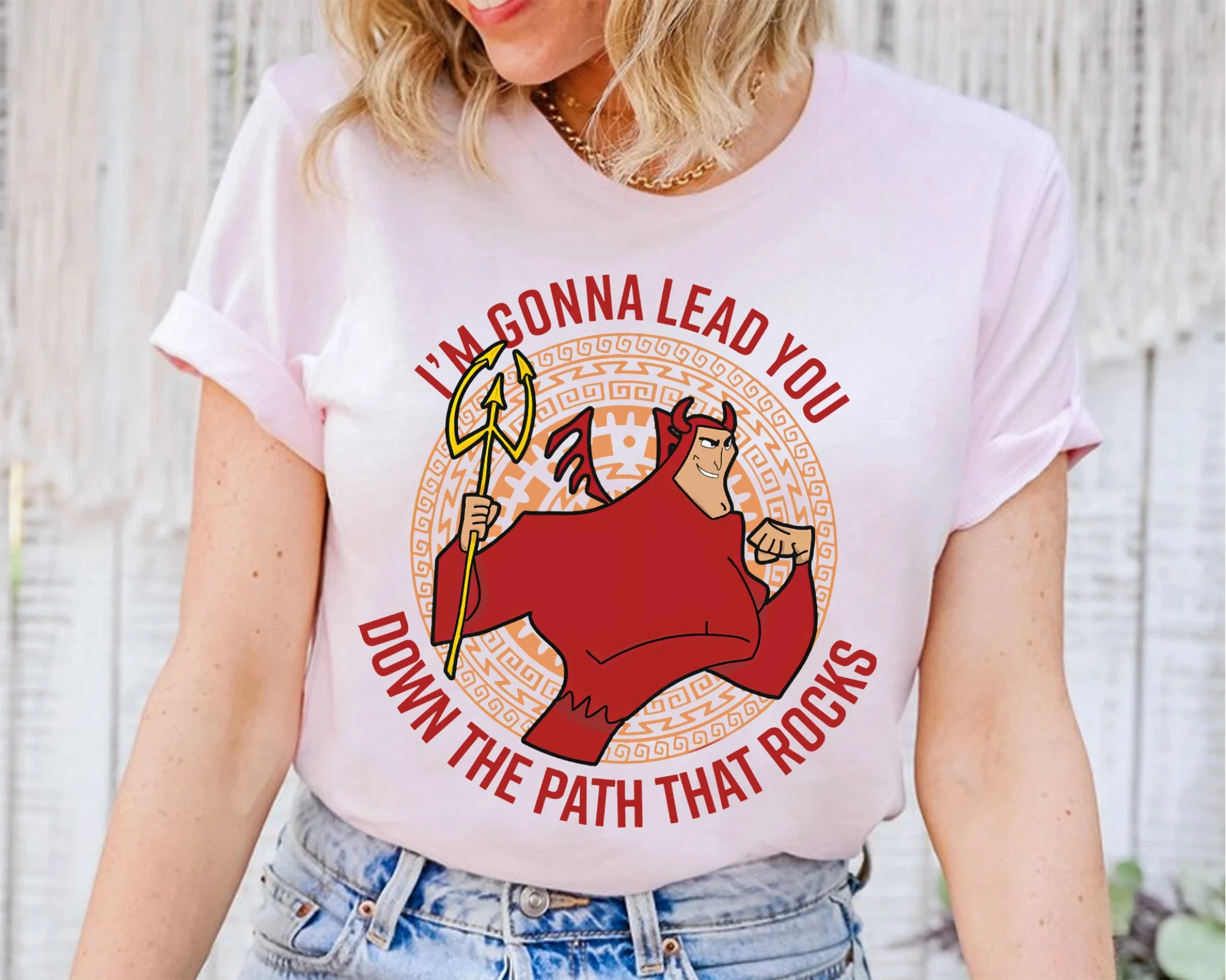 2025 الصيف خمر كرونك الشيطان يأخذك على طريق الصخور ، ديزني الإمبراطور الجديد الأخدود قميص بارك عيد الميلاد الأسرة قميص #3