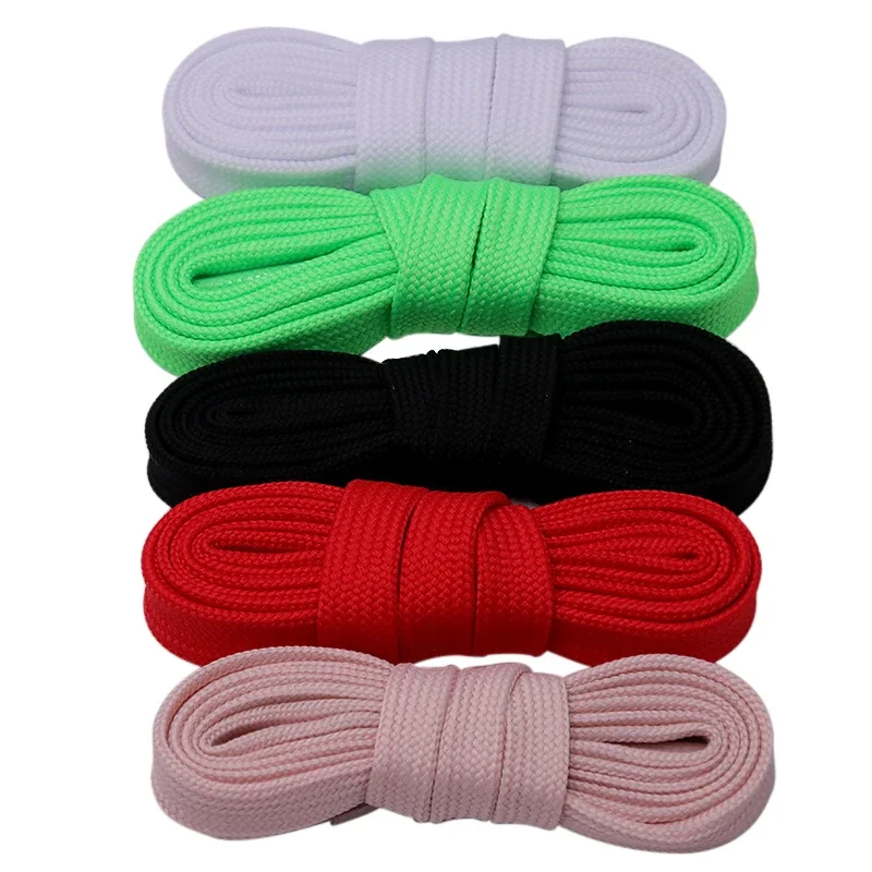 

1 CM Knitted Mesh Wide Shoelaces 60-180cm Solid Color Polyester Cords with Plastic Tips 4 Colors Normal Shoelaces for Sneakers