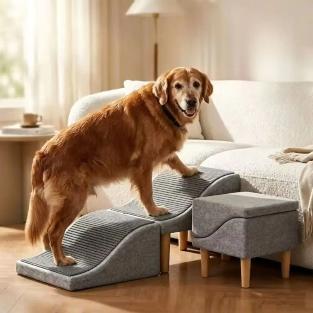 Climbing Aid Non-Slip Foldable Dog Ramp Adjustable Wavy Non-Slip Pet Ramp Space Saving Safe Sturdy Foldable Ramp Cat Use