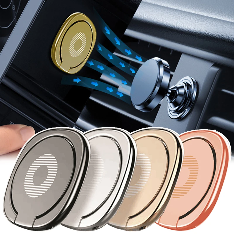 360 Degree Rotatable Magnetic Finger Rings Phone Holder Universal Ultra Thin Back Sticker Finger Ring Holders Car Accessories