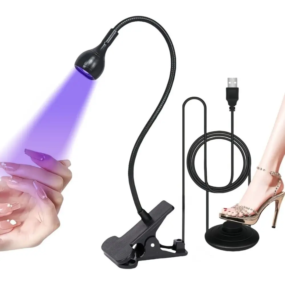 

5W Power UV LED Nail Lamp Clip-On Foot Pedal Switch Desktop Nail Dryer Flash Curing Desktop Clamp Gel Polish Curing Lamp