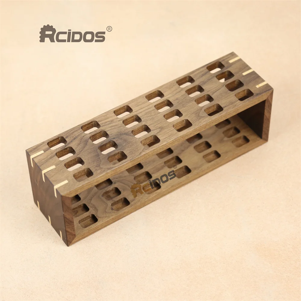 

RCIDOS Black Walnut Wood Leather Tools Rack, Manual Leather Punching Claw Hitting pricking Iron Hole Holder,7-10days ship out