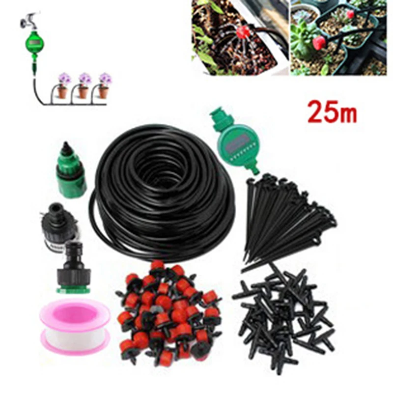 

Garden Irrigation Kit With Timer Automatic Timed Watering Machine Set Agricultural Irrigation System 25m For Farm Home Gardening