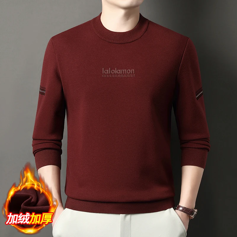

Мужская футболка с длинными рукавами, новинка 2025 года, толстовка с круглым вырезом, элитный деловой повседневный осенне-зимний теплый топ