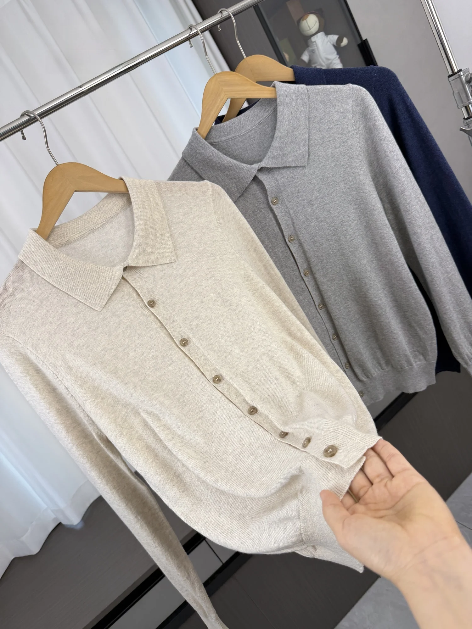 Italian Minimalist Men's Knitted Cardigan Sweater Cotton Cashmere Blend Long Sleeve Turn-down Collar Warm Autumn Winter Fashion