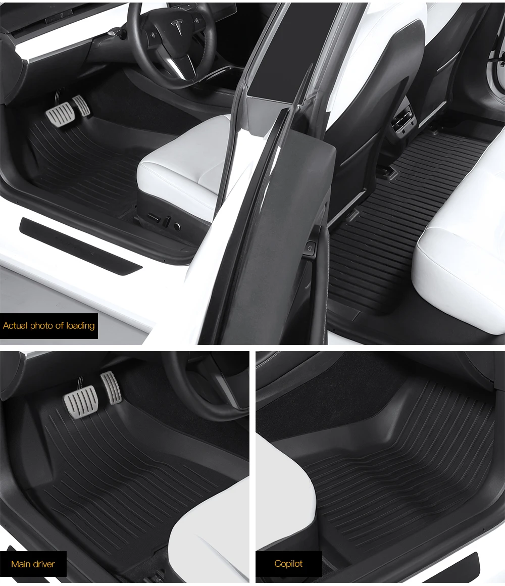 YZ For Tesla Floor Mat Model Y 2021-2026 Model 3 Highland Car Trunk Mat Luggage Mat TPE Waterproof Anti-Slip Set Floor Liner Mat