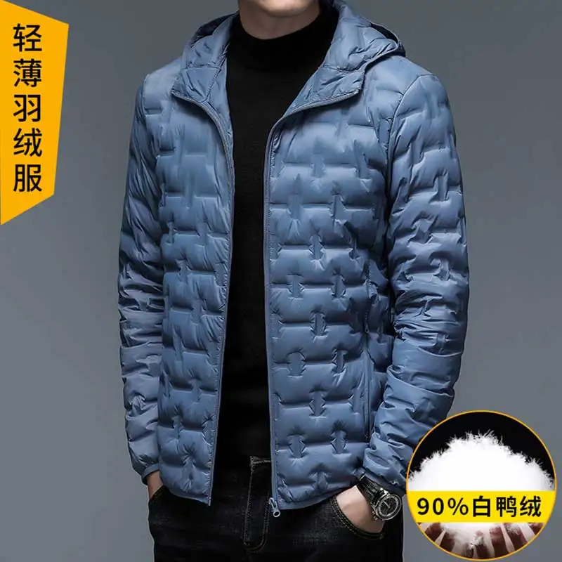 2023 Winter New Men Thick Plush Hooded Down Jackets Men Windproof Lightweight Down Jacket Men Casual Down Coat Male 90%Duck Down