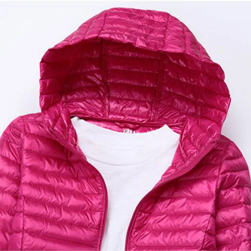 Chaquetas de plumón de pato ultraligeras para mujer, abrigo de plumón, chaqueta acolchada, Parkas delgadas con capucha, invierno, primavera