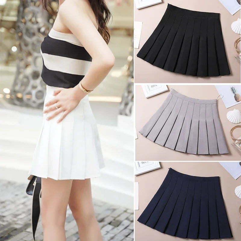 

Skirt For Girls Korean Summer Clothes Mini Jupe Black A Line Pleated Rokken With Shorts School Short Falda Mujer Woman Clothing