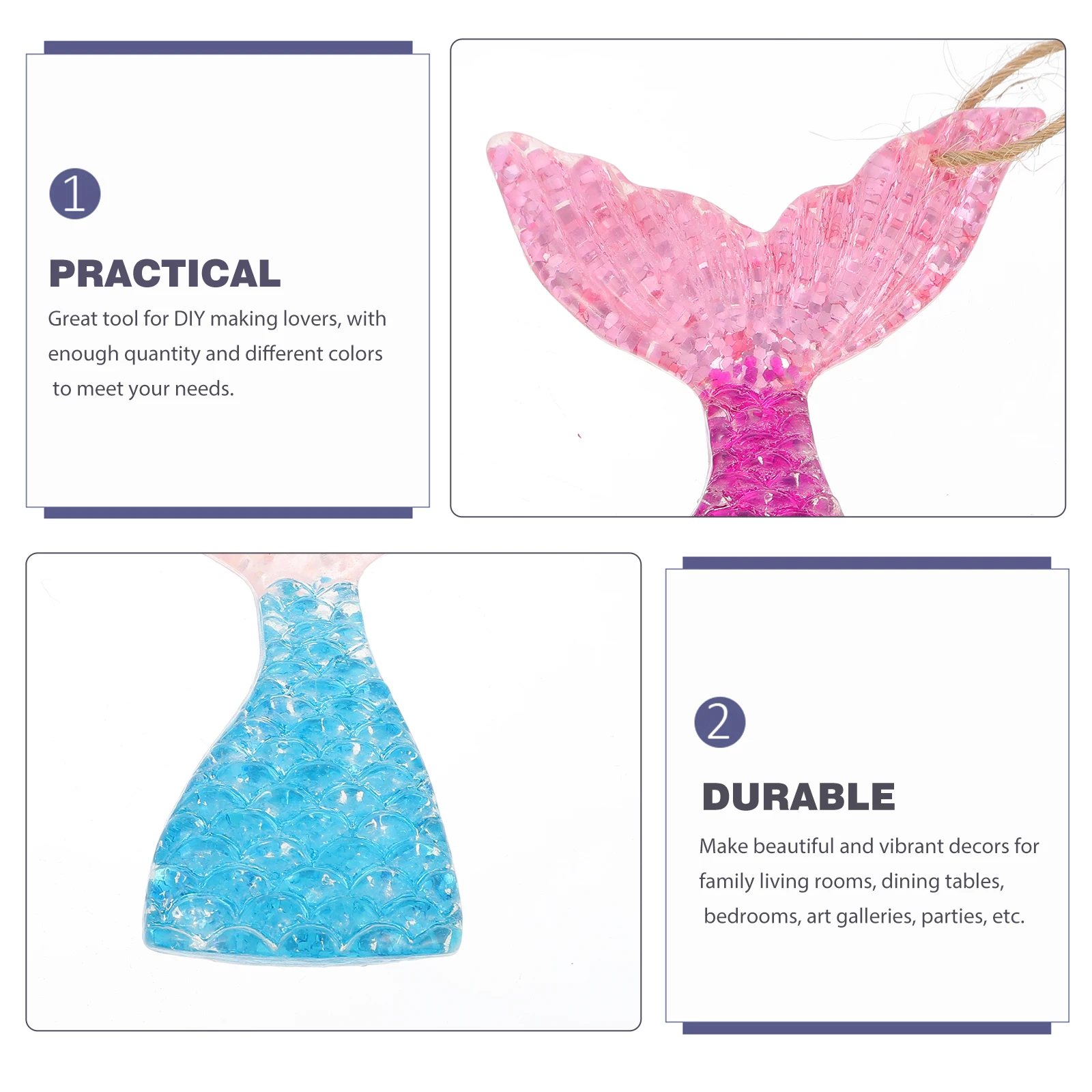 

7Pcs Fish Tail Pendants Resin Colorful Hanging Decors Lanyard for DIY Wall Door Decor Mediterranean Style Vibrant Ornaments