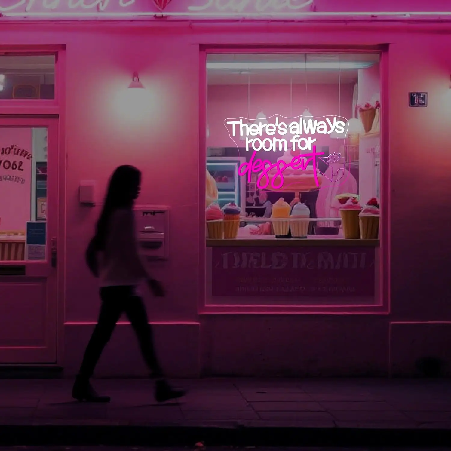 هناك دائمًا غرفة للحلوى علامة النيون جدار ديكور للخبز متجر ديكور مصباح ليد كعكة مقهى الحلوى علامة ترحيب #6