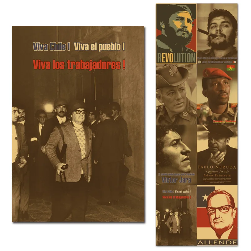 El pueblo unido jamas seravencido Poster Home Decor Allende Neruda Sankara Che Guevara Retro Paper Wall afiche Room Decoration