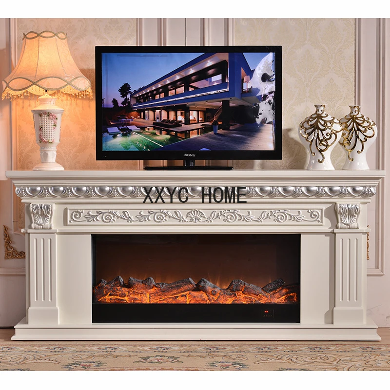 

Living Room Decorating Warming Fireplace TV Stand W200cm Wooden Mantel Electric Insert Firebox LED Optical Artificial Flame