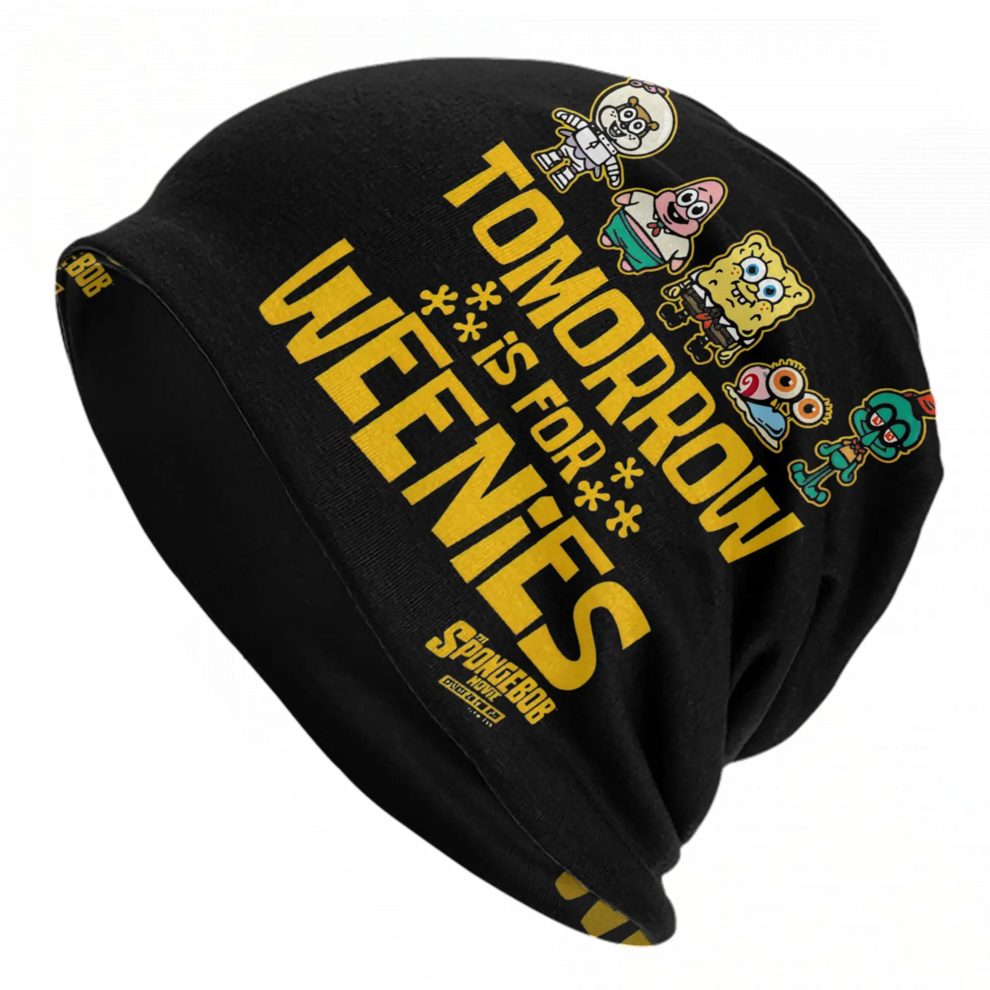 The SpongeBobed Movie  Caps Tomorrow Is For Weenies Group Hip Hop Unisex Street Skullies Beanies Hat Spring Warm Bonnet Knit Hat
