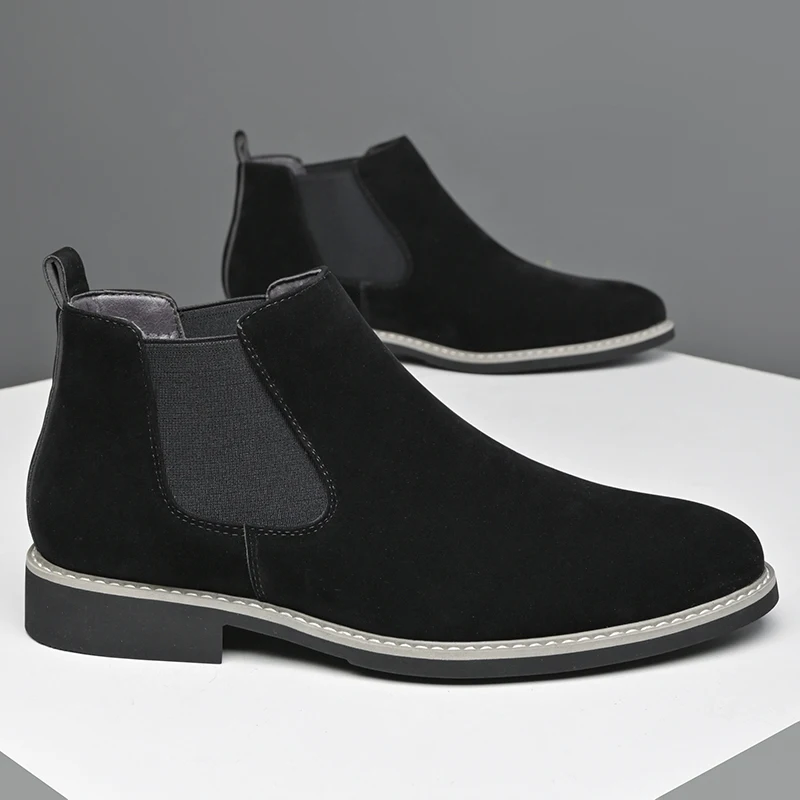Fashion Men Chelsea Boots Oxfords Leather Casual Shoes Man Male Handmade Footwear Business Dress  Ankle Boots for Men - view 5