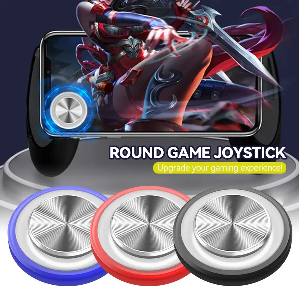 Round PUBG Mobile Gaming Controller Suction Up Game Joystick Rocker 360 Degree Control Metal Button For Tablet Android Iphone