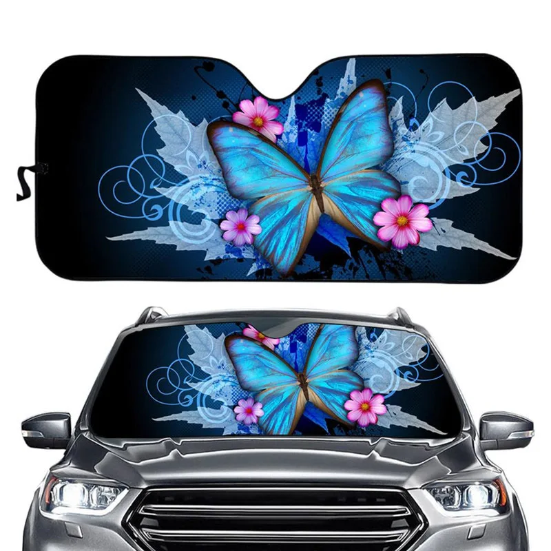 

Funny Butterfly Print Car Front Window Sunshade fashion Front Car Sun Shade Summer Foldable Universal Car Windshield Visor Cover