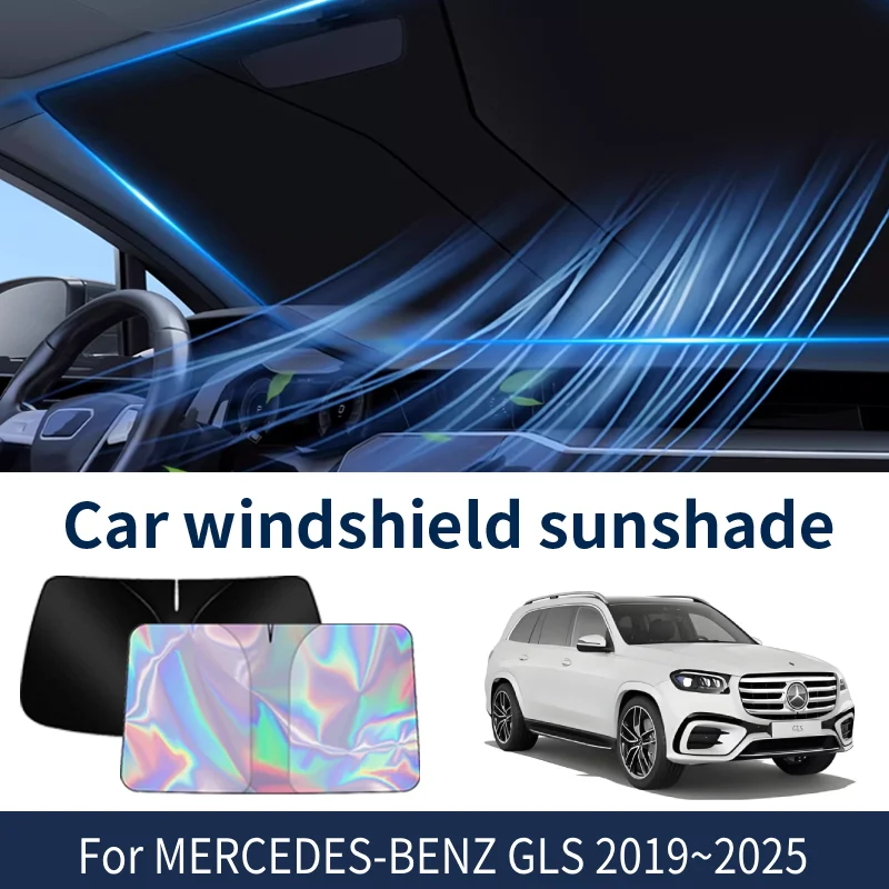 

Front Windshield Sunshade For MERCEDES-BENZ GLS 2019~2025 2024 2023 Car Sun Visor Heat Insulation Summer Cooling Accessories