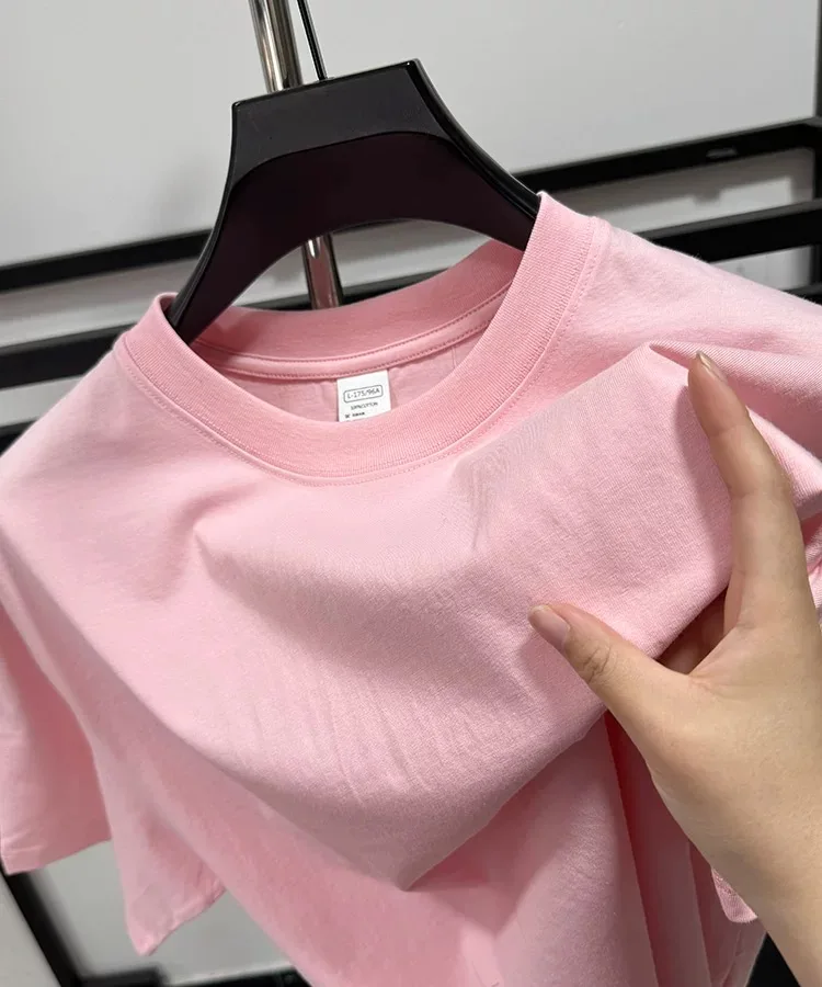 100% cotton men\'s round neck short sleeved T-shirt high-end fashion solid color casual comfortable breathable summer new top