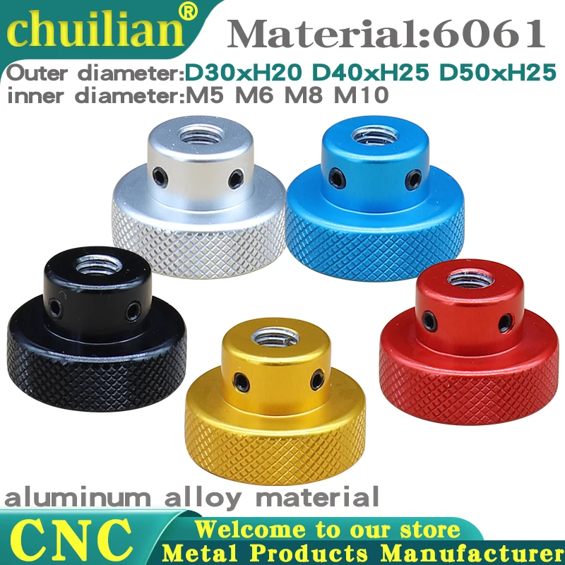 M5 M6 M8 M10 M12 Knurled Thumb Nuts With Side Hole Aluminum Alloy Hand Grip Knobs Step Nut Silver/Black/Red Hand twisted nut