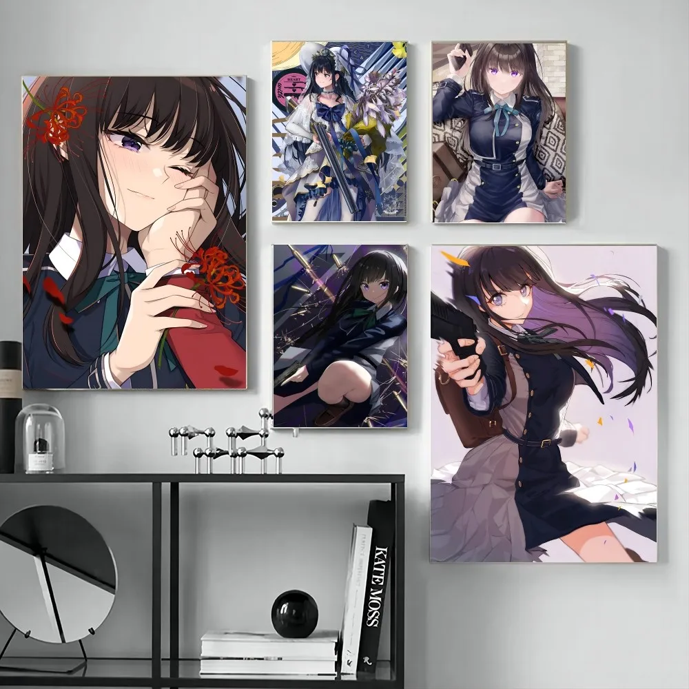 Anime Lycoris Recoil Inoue Takina Posters Stickers Living Room Bedroom Entrance Cafe Wall Art Decoration Painting Room Decor