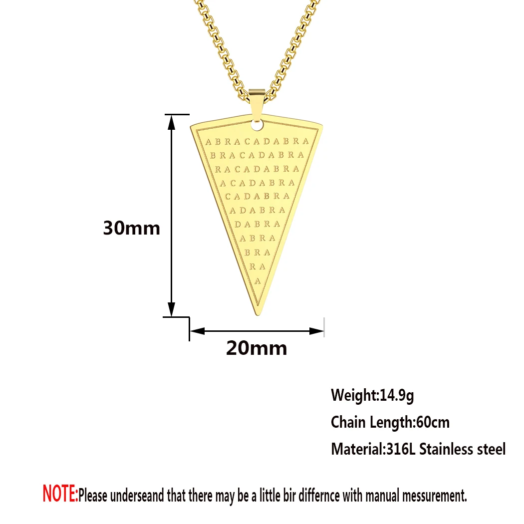 QIAMNI Abracadabra Pendant Abraxas Cabalistic Magic Occult Esoteric Amulet Necklace Stainless Steel Jewelry Collar Chokers Gift
