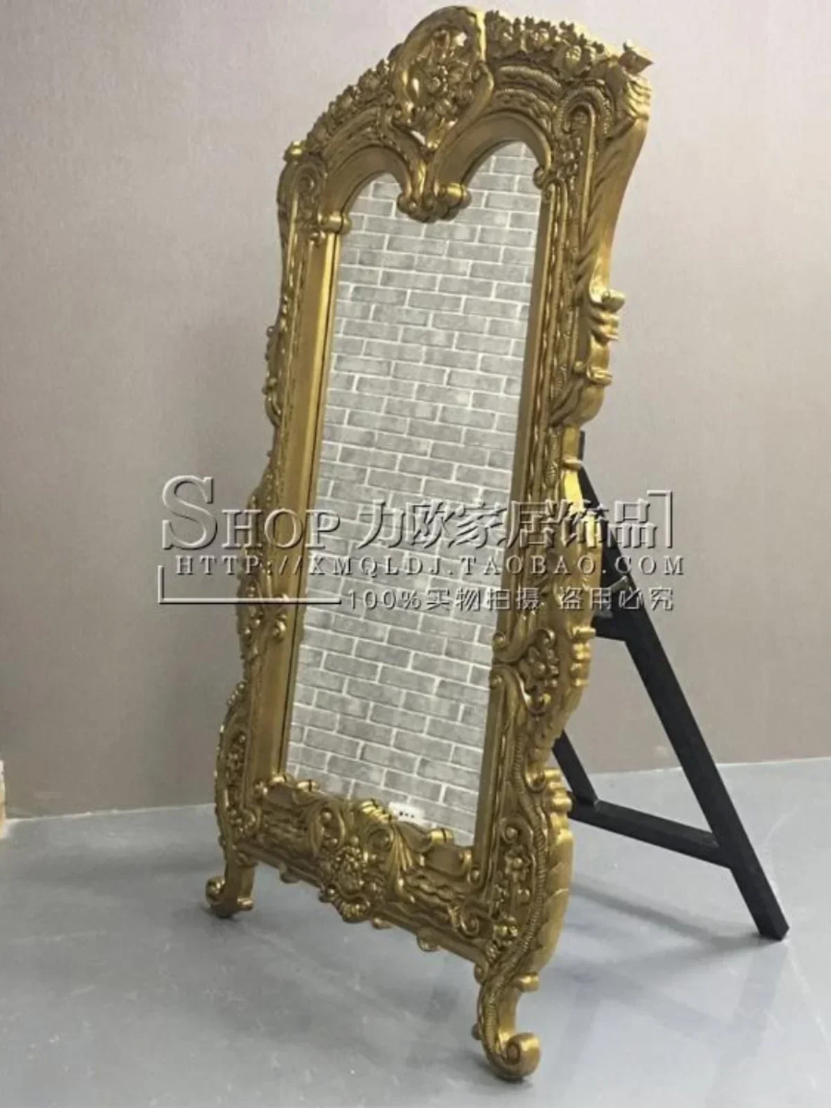 yh Full body mirror European carved three-dimensional fitting floor mirror extra large mirror living room