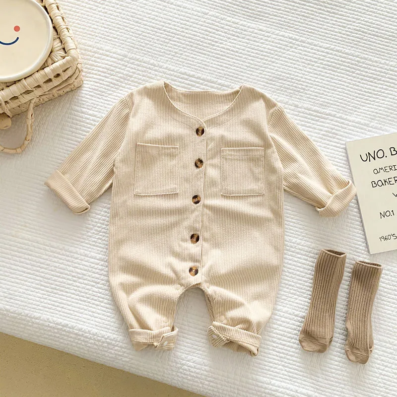 

Infant Kids Baby Girls Long Sleeve Corduroy Jumpsuits Clothes Spring Newborn Baby Boys Girls Clothing Baby Rompers 0-2Yrs