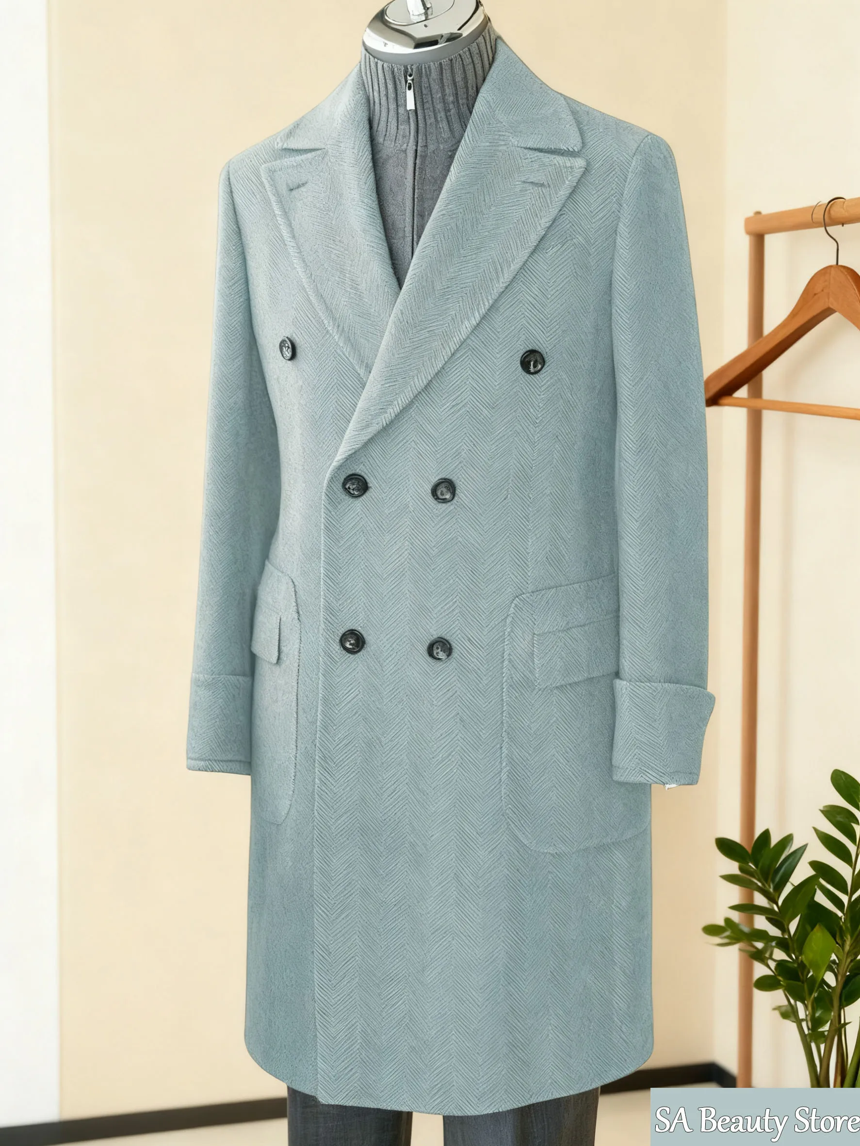 

Winter Herringbone Men's Coat Fashionable Casual Warm Windproof Slim Fit Jacket Plus Size Men's Clothing Business Banquet