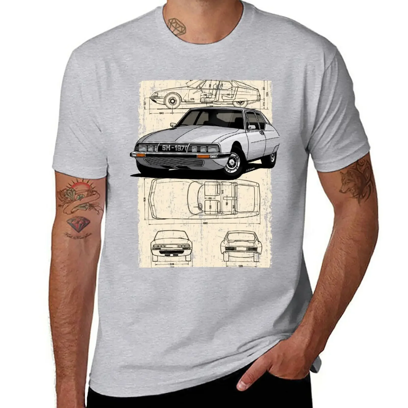 

My drawing of the classic French Gran Turismo T-Shirt plus size tops sublime heavy weight t shirts for men