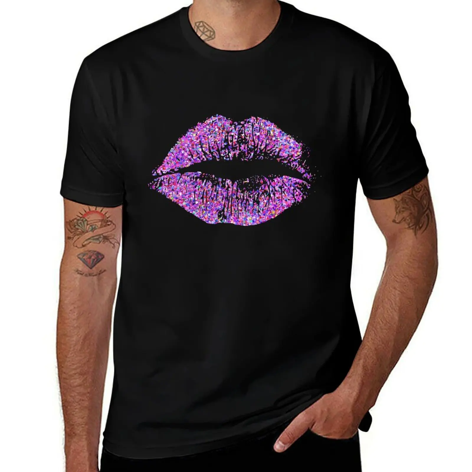 

Stylish Multicolor Grit Glitter Lips #12 T-Shirt t shirt man cotton t shirt man casual man t shirt graphic T-Shirt