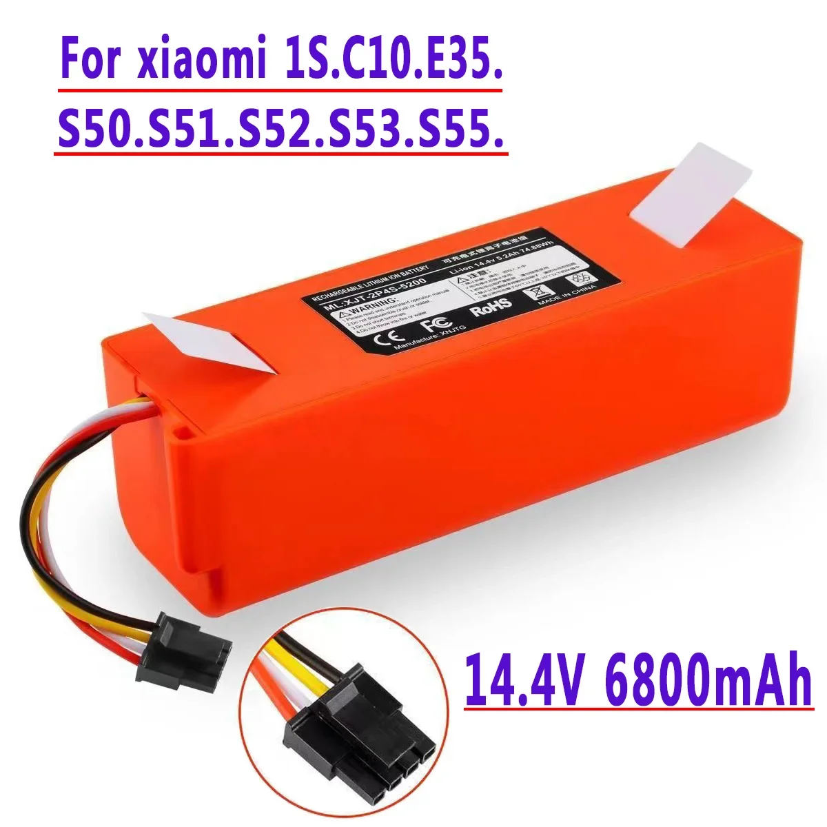 

100%.New.Paquete de batería para Robot aspirador Xiaoml Roborock S5 max, S50, S51, S52, S55, accesorios, 14,8 V, 6800mAh,