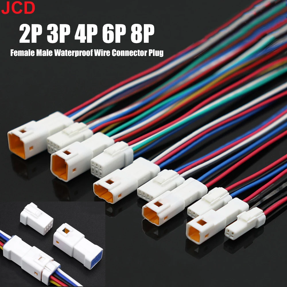 JCD 1 stücke 2P 3P 4P 6P 8P 0,6 MM Wasserdichte Draht Stecker Stecker und Buchse Mit Kabel JST Anschlüsse