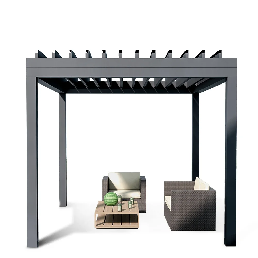 Bioclimatic Aluminum Motorized Louvered Pergola LED Lighting Swimming Pool Waterproof Electric Gazebo Outdoor Patio Garden Custo