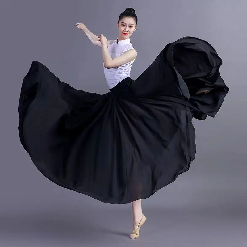 Saia de dança flamenca feminina, barriga flamengo, traje de dança de salão, saia de balé clássico, cigana, Spain Folk, 360- 720 graus